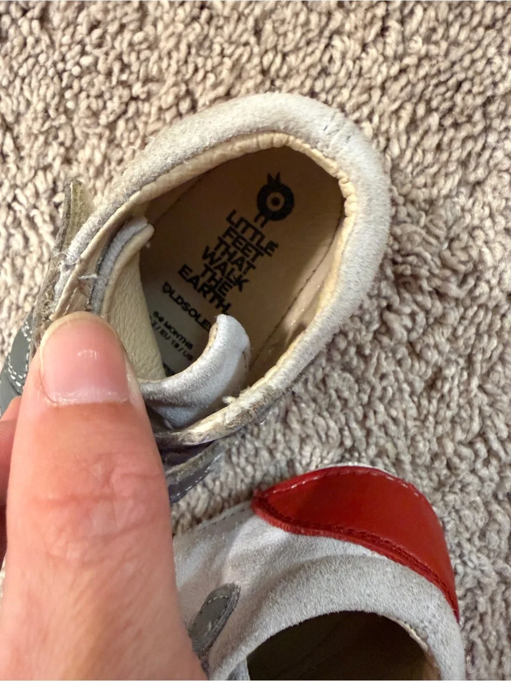 Old Soles high pave Gray Suede Baby Sneakers Red Heel baby walker shoes size 3